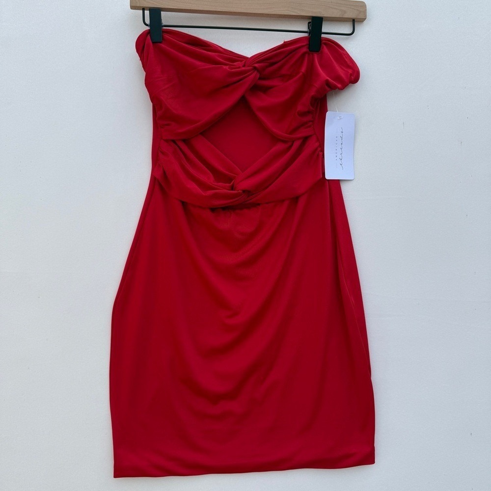 American Threads Vianka Strapless Double Twist‎ Bodycon Red Mini Dress Women's M
